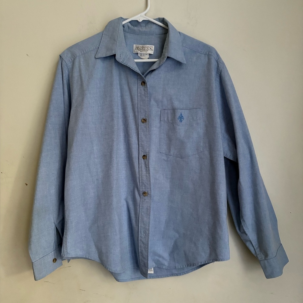 Pendleton Sophisticates Knockabouts SIze 12 Long Sleeve Blouse Blue chambray